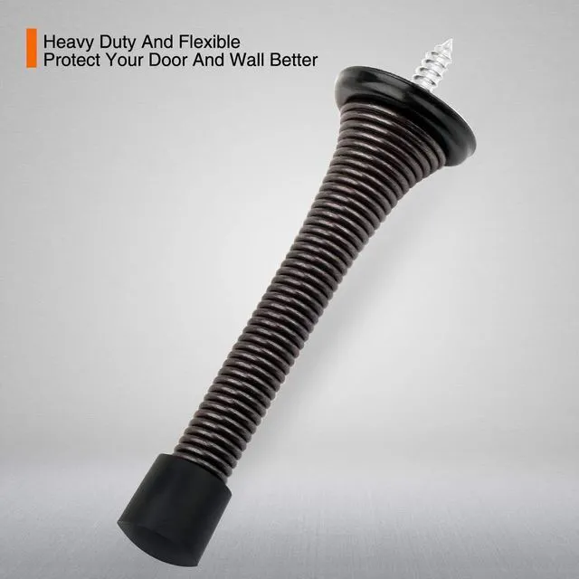 Alt view image 2 of 6 - 18 Pack Spring Door Stopper Oil Rubbed Bronze - 3-1/4" Flexible Spring Door Stops with Black Rubber Bumper Tips