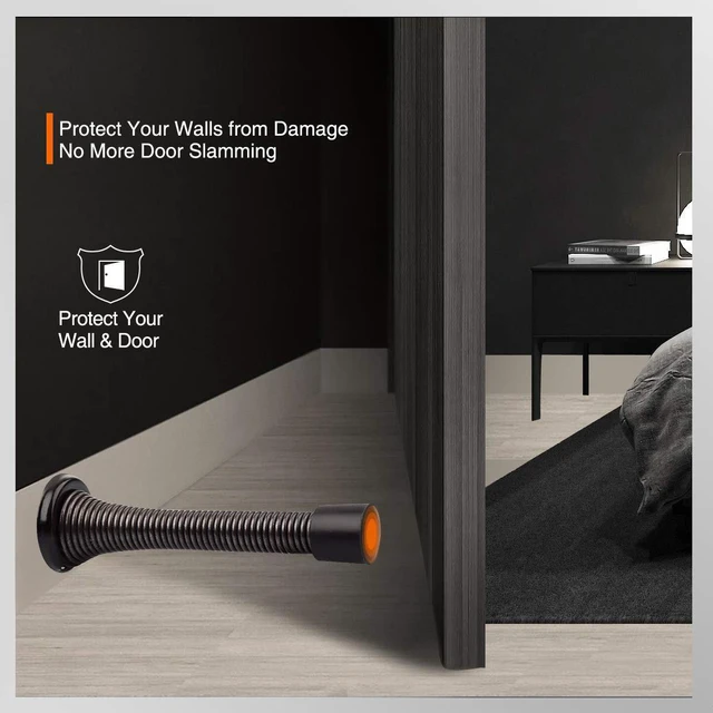 Alt view image 6 of 6 - 18 Pack Spring Door Stopper Oil Rubbed Bronze - 3-1/4" Flexible Spring Door Stops with Black Rubber Bumper Tips