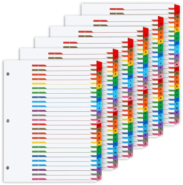Main image of Alphabet Binder Dividers for 3 Ring Binder, A-Z Dividers for 3 Ring Binder Multicolor A-Z Binder Dividers with Customizable Table of Contents Page, ABC Alphabet Tabs for School Office
