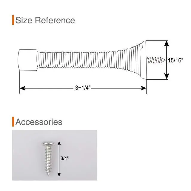 Alt view image 3 of 6 - 18 Pack Spring Door Stopper Brushed Satin Nickel- 3-1/4" Flexible Spring Door Stops with White Rubber Bumper Tips