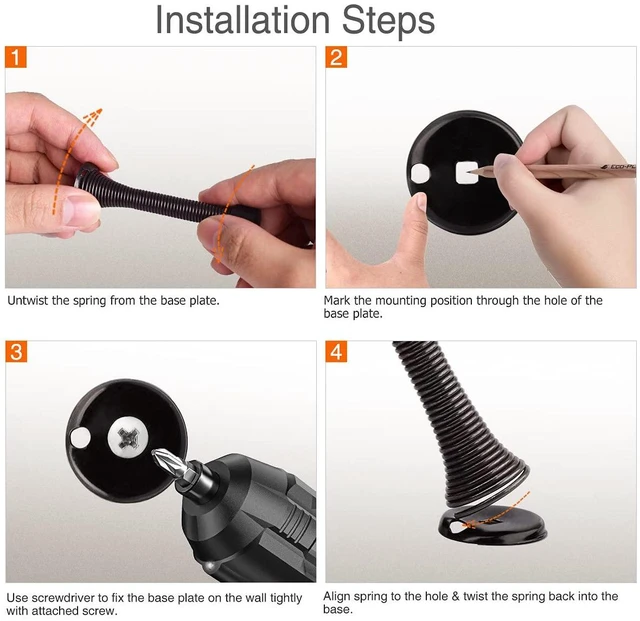 Alt view image 5 of 6 - 18 Pack Spring Door Stopper Oil Rubbed Bronze - 3-1/4" Flexible Spring Door Stops with Black Rubber Bumper Tips