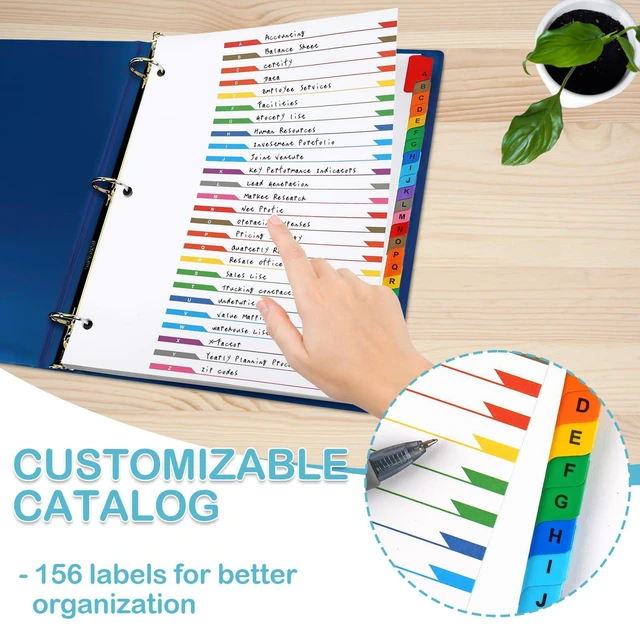 Alt view image 5 of 7 - Alphabet Binder Dividers for 3 Ring Binder, A-Z Dividers for 3 Ring Binder Multicolor A-Z Binder Dividers with Customizable Table of Contents Page, ABC Alphabet Tabs for School Office