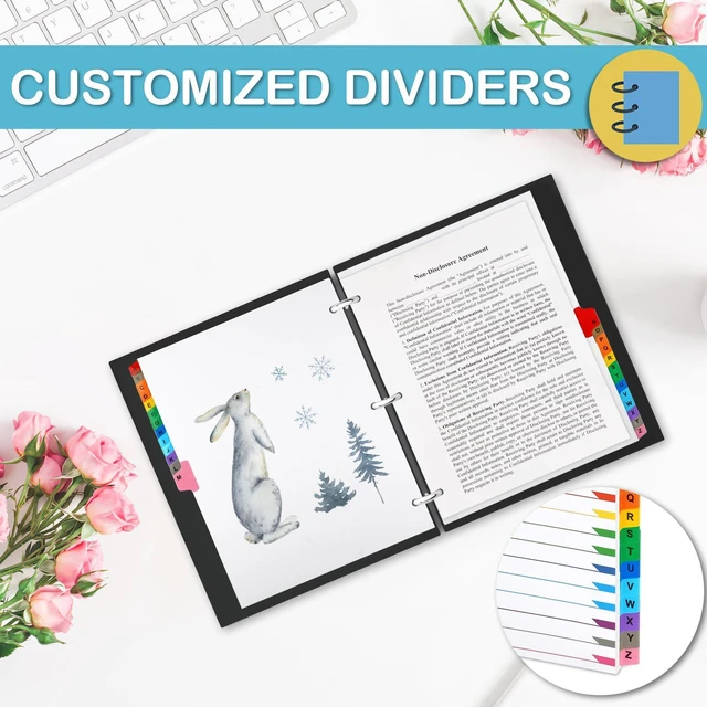 Alt view image 6 of 7 - Alphabet Binder Dividers for 3 Ring Binder, A-Z Dividers for 3 Ring Binder Multicolor A-Z Binder Dividers with Customizable Table of Contents Page, ABC Alphabet Tabs for School Office