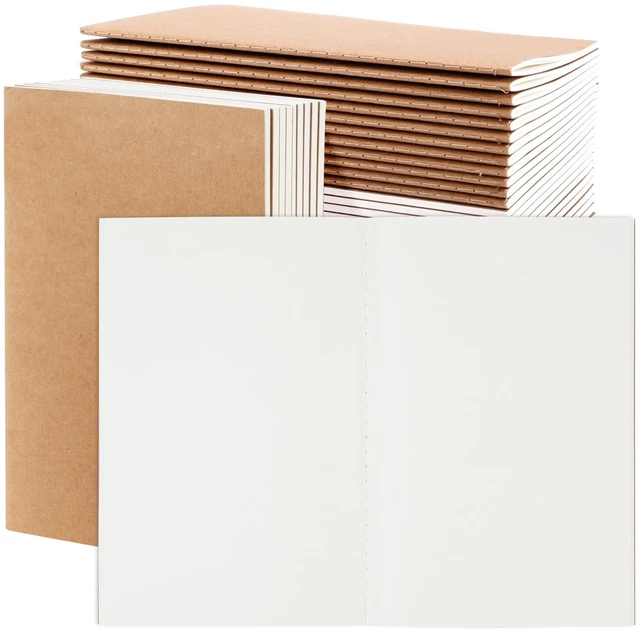 Main image of 24 Pack Blank Kraft Notebooks, A5 Journals Notebook Bulk, Unlined Paper Sketchbooks, 8.3x5.5in 60 Pages Travel Journal Set for Journaling, Student, Kids, Writing