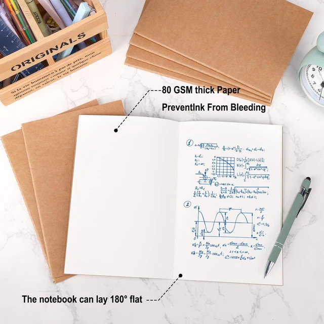 Alt view image 4 of 7 - 24 Pack Blank Kraft Notebooks, A5 Journals Notebook Bulk, Unlined Paper Sketchbooks, 8.3x5.5in 60 Pages Travel Journal Set for Journaling, Student, Kids, Writing