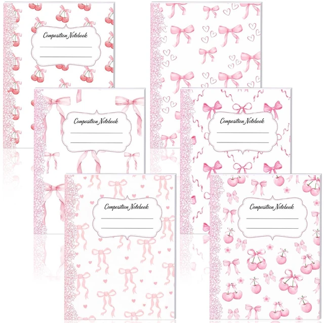 Main image of 6 Pack Light Pink Composition Notebook College Ruled Back to School Supplies 110 Pages Note Taking, 9-3/4 x 7-1/2"Inch Size, Preppy Aesthetic Design, Cute Journal Office Use