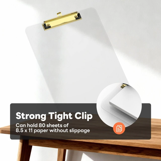Alt view image 4 of 7 - Plastic Clipboard Set of 24, Clear 8.5 x 11'' Clip Board Gold Clip, 12.5 x 9'' Letter Size for Classroom, Students, Teacher, Nurse, Office & School Supplies