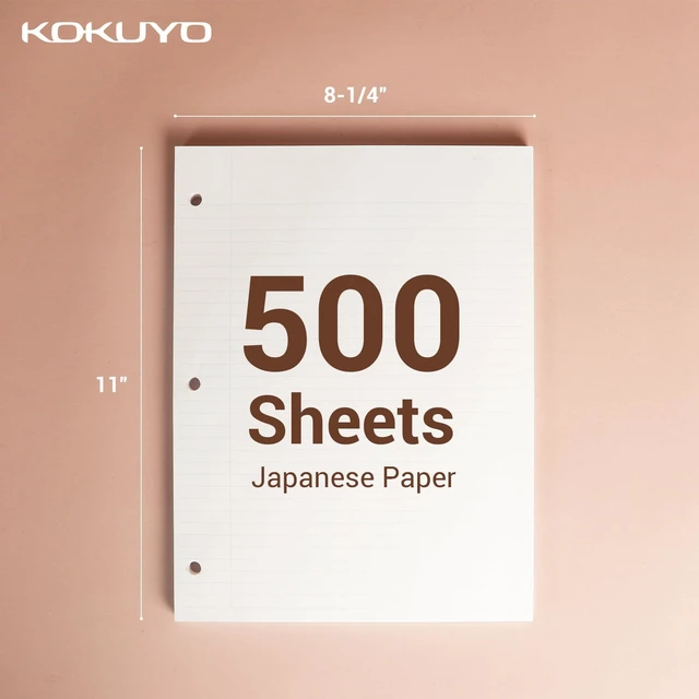 Alt view image 5 of 6 - 3 Hole Loose Leaf Paper 8-1/4"x11 College Ruled, 100 Sheets, 5 Pack Filler Paper for 3 Ring Binder Bleed Resistance Notebook Paper, 70 GSM Japanese Smooth Paper School Suppliers 100 Sheets/Pack
