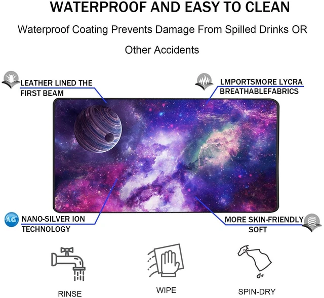Alt view image 4 of 6 - Large Extended Gaming Mouse Pad, Long Mouse Pads, Extra Large Big Mouse Pad with Stitched Edge, XXL Non-Slip Computer Computer Keyboard Mat for Gamer/Desktop/Office/Home, Galaxy