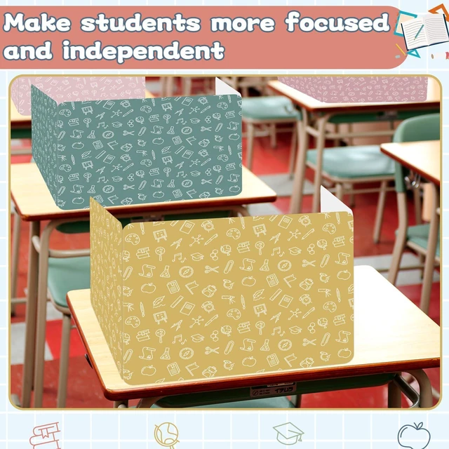 Alt view image 7 of 7 - 24 Pack Privacy Shields for Student Desk Colorful Desk Dividers Durable Privacy Folders Testing Dividers Shield Study Boards Panel Partition for Classroom Teacher Back to School Supplies