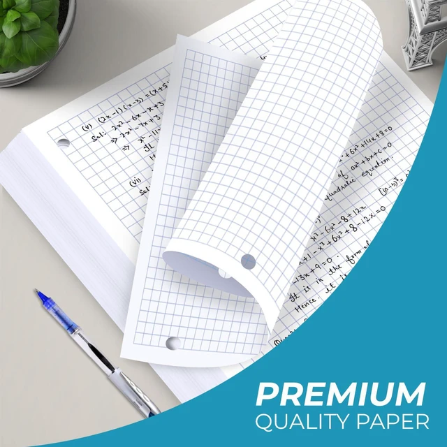 Alt view image 4 of 7 - 900 Sheets Graph Paper, 6 Pack, 4x4 Grid Paper, Notebook Paper Loose Leaf Paper, 8" x 10.5", 3 Hole Punched, Bulk Paper, Thick Graphing Paper, Quad Ruled Paper, Back to School Supplies