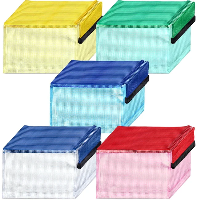 Main image of 100Pcs Mesh Pencil Pouch,Multicolor Pouch Multicolor Zipper,A5 Small Zipper Pencil Pouches Bulk, Waterproof Clear Storage Bag, Multipurpose for Cash Board Game Passport Office