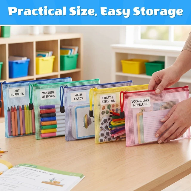 Alt view image 3 of 7 - 100Pcs Mesh Pencil Pouch,Multicolor Pouch Multicolor Zipper,A5 Small Zipper Pencil Pouches Bulk, Waterproof Clear Storage Bag, Multipurpose for Cash Board Game Passport Office
