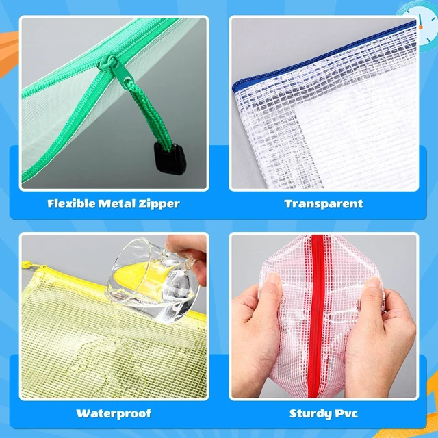 Alt view image 4 of 7 - 100Pcs Mesh Pencil Pouch,Multicolor Pouch Multicolor Zipper,A5 Small Zipper Pencil Pouches Bulk, Waterproof Clear Storage Bag, Multipurpose for Cash Board Game Passport Office