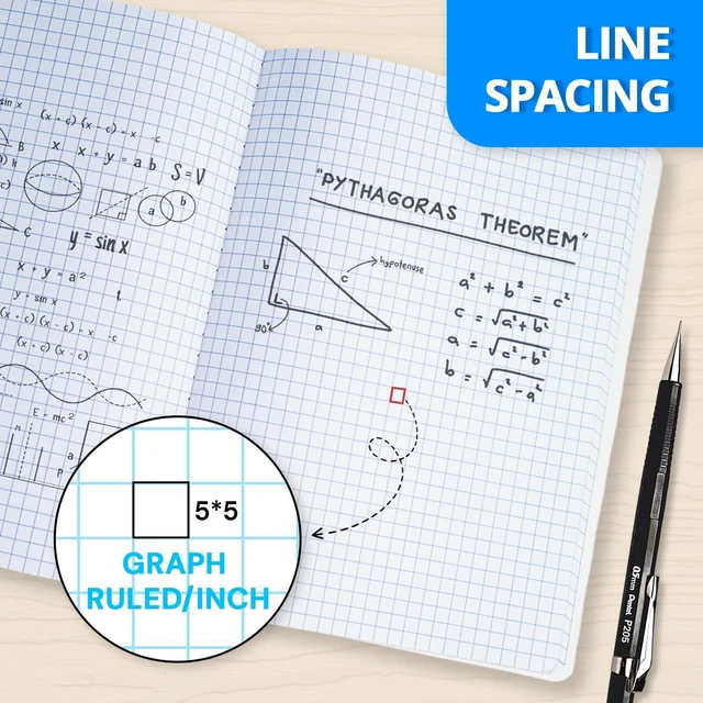 Alt view image 2 of 7 - Pink Graph Composition Notebook Bulk 12 Pack, 5x5 Grid, 200 Pages 100 Sheets, 9.75 x 7.5 in, 12 Pack Grid Notebooks, Graph Paper Notebook, Math Notebook, Classroom, Engineering