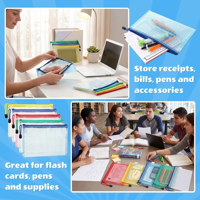 Alt view image 5 of 7 - 100Pcs Mesh Pencil Pouch,Multicolor Pouch Multicolor Zipper,A5 Small Zipper Pencil Pouches Bulk, Waterproof Clear Storage Bag, Multipurpose for Cash Board Game Passport Office