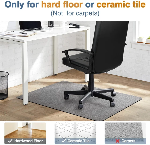 Alt view image 4 of 7 - 2 Pack Office Chair Mat for Hardwood Floor, 55"x35" Desk Chair Rug, Large Anti-Slip Floor Protector for Home Office Light Grey (Roll Packaging)