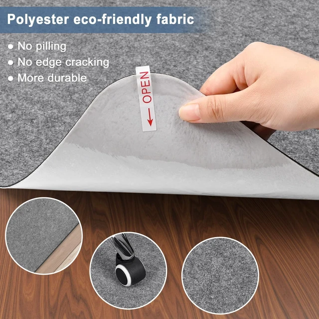 Alt view image 5 of 7 - 2 Pack Office Chair Mat for Hardwood Floor, 55"x35" Desk Chair Rug, Large Anti-Slip Floor Protector for Home Office Light Grey (Roll Packaging)