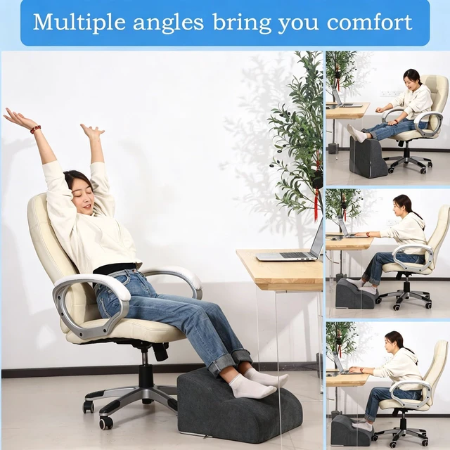 Alt view image 5 of 7 - Foot Rest for Under Desk at Work.Multifunctional 3-Tier Foot Stool With Washable Footrest.For Under Desk,Office Chair Gaming Chair & Sofa,Leg Elevation Pillow,supports Posture