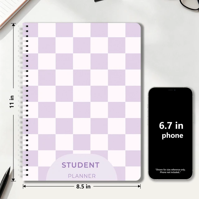 Alt view image 2 of 7 - Large Academic Planner 2026-2027, Purple Plaid Student Plan Book, Jul. 2026 - Jun. 2027, 8.5" x 11", Weekly Monthly Calendar for Classes, Goals & Homework