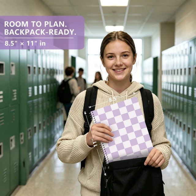 Alt view image 3 of 7 - Large Academic Planner 2026-2027, Purple Plaid Student Plan Book, Jul. 2026 - Jun. 2027, 8.5" x 11", Weekly Monthly Calendar for Classes, Goals & Homework