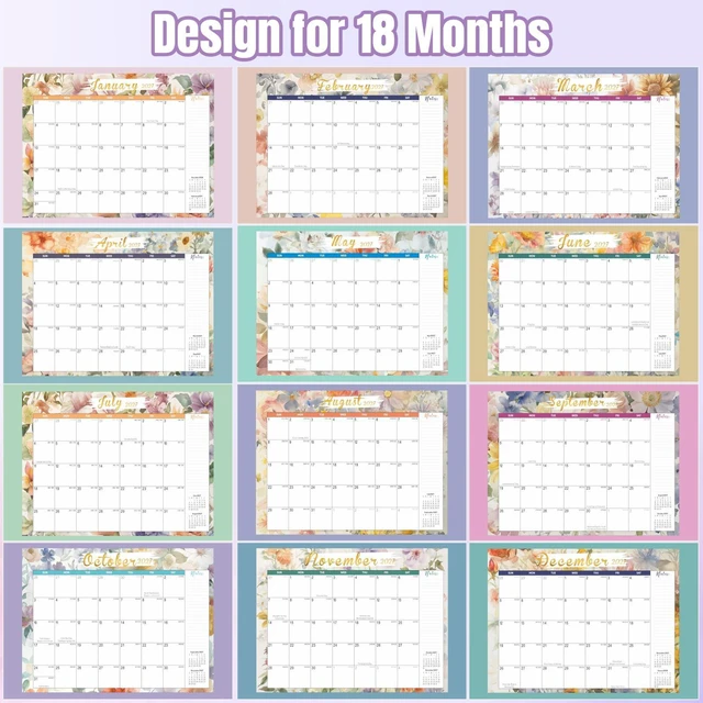 Alt view image 7 of 7 - Large Desk Calendar 2027-2028,Jan 2027-Jun 2028, 18-Month Calendar 22" x 17" Desktop Pad Calendar 2027, Perfect for Planning and Organizing In Your Home, School or Office (6 Stickers Included)
