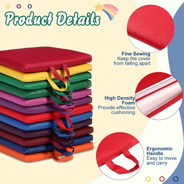 Alt view image 2 of 6 - 12 Pcs Classroom Floor Cushions for Kids,Novel Color,Square Flexible Classroom Seating for Kindergarten Daycare Nursery, Floor Cushion with Handle, Floor Cushions for Sitting Reading