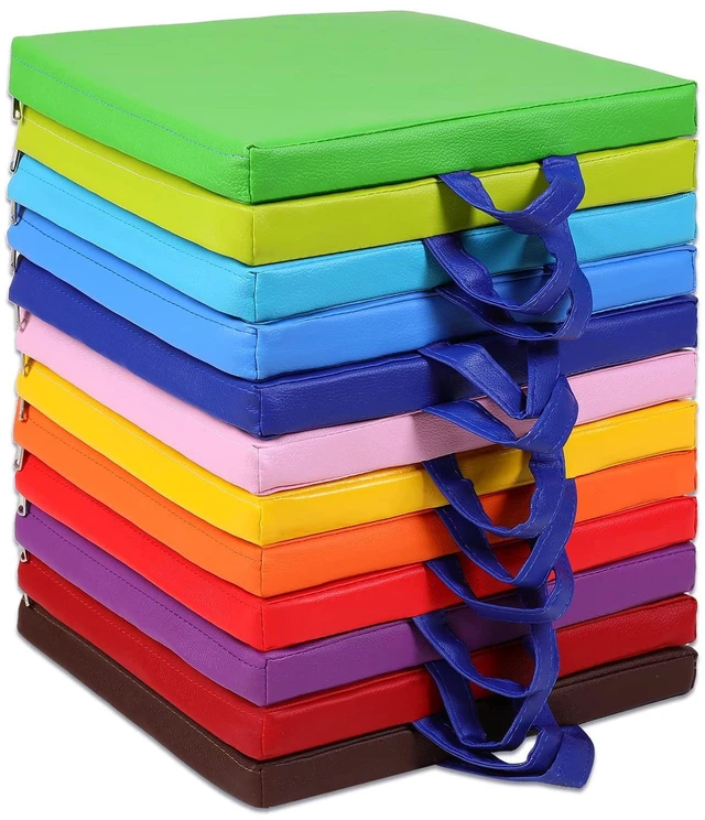 Main image of 12 Pcs Classroom Floor Cushions for Kids,Classic Color,Square Flexible Classroom Seating for Kindergarten Daycare Nursery, Floor Cushion with Handle, Floor Cushions for Sitting Reading