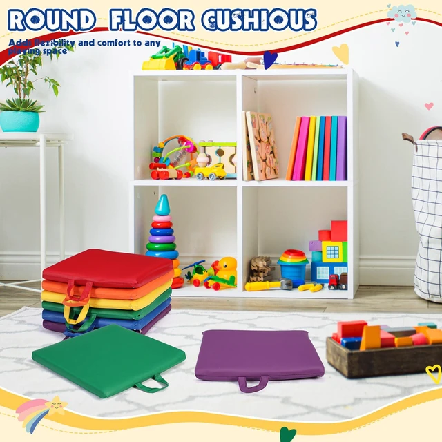 Alt view image 6 of 6 - 12 Pcs Classroom Floor Cushions for Kids,Novel Color,Square Flexible Classroom Seating for Kindergarten Daycare Nursery, Floor Cushion with Handle, Floor Cushions for Sitting Reading