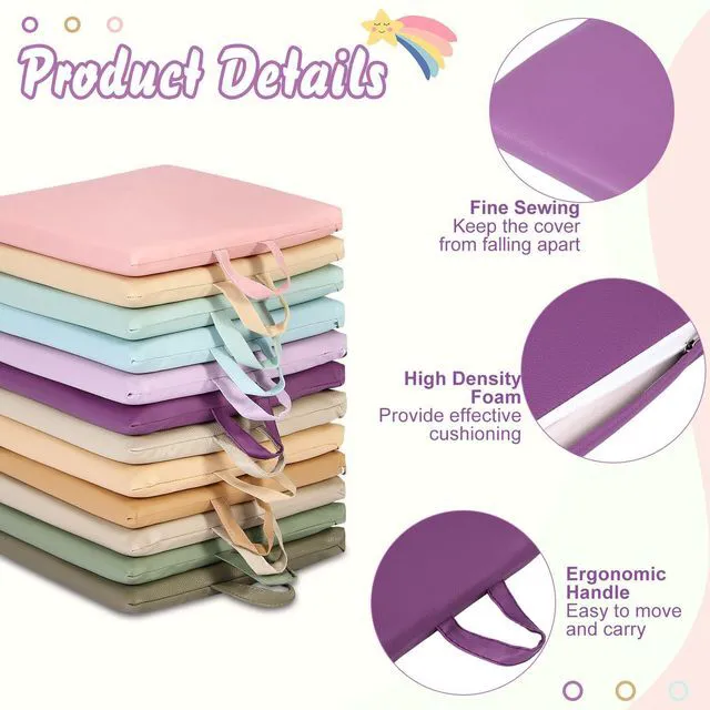 Alt view image 3 of 7 - 12 Pcs Classroom Floor Cushions for Kids,Vivid Color,Square Flexible Classroom Seating for Kindergarten Daycare Nursery, Floor Cushion with Handle, Floor Cushions for Sitting Reading