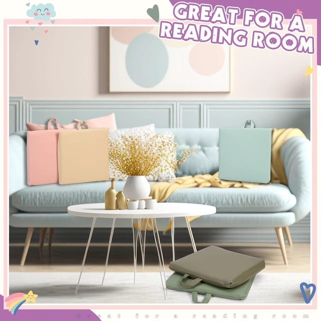 Alt view image 7 of 7 - 12 Pcs Classroom Floor Cushions for Kids,Vivid Color,Square Flexible Classroom Seating for Kindergarten Daycare Nursery, Floor Cushion with Handle, Floor Cushions for Sitting Reading