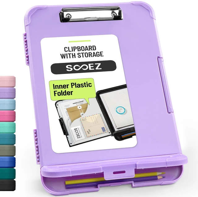 Main image of Reinforced Clipboard with Storage, Inner Plastic Folder Attached, Heavy Duty Clip Boards 8.5x11 with Pen Holder, High Capacity Nursing Clipboards for Teacher Office Home, Letter / A4 Size