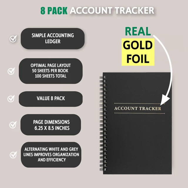 Alt view image 2 of 6 - 8 Pack Expense Tracker Ledger Book - Finance Book for Home Budget Tracking Expense Ledger for Small Business Bookkeeping (100 Pages 8 Pack)