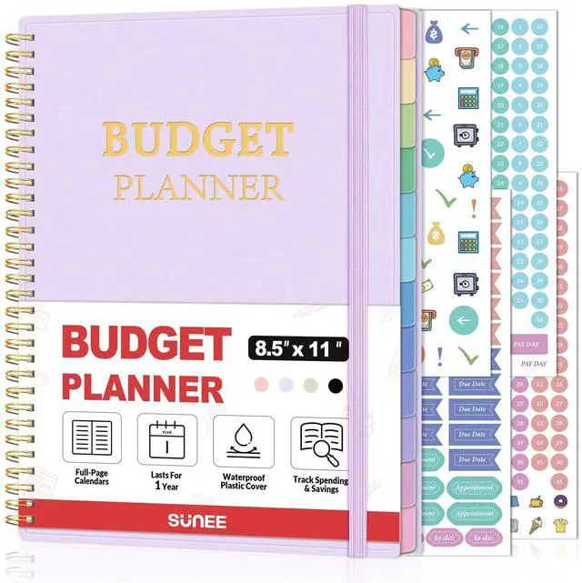 Main image of Budget Planner - Monthly Budget Book with Expense Tracker Notebook, A4(8.5" x 11") Undated 12 Month Bill Organizer & Finance Planner to Manage Your Money, Account Book with Colorful Tab, Purple