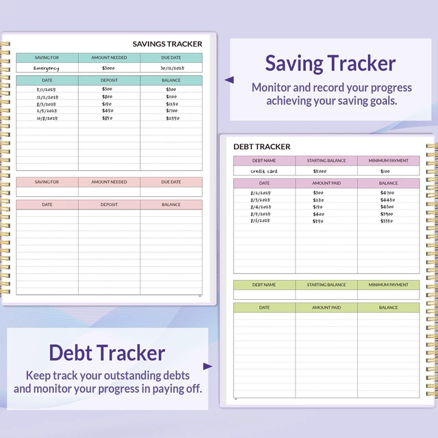 Alt view image 5 of 7 - Budget Planner - Monthly Budget Book with Expense Tracker Notebook, A4(8.5" x 11") Undated 12 Month Bill Organizer & Finance Planner to Manage Your Money, Account Book with Colorful Tab, Purple