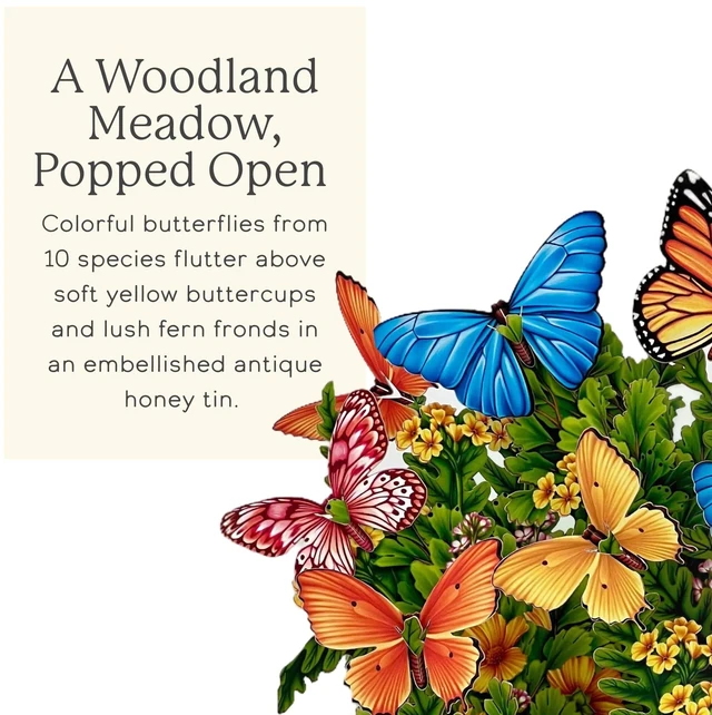 Alt view image 3 of 7 - Butterflies & Buttercups 12" Pop Up Card Includes Greeting Card and Envelope Note Card for Birthday, Thank You & More, Gifts for Mom & Her