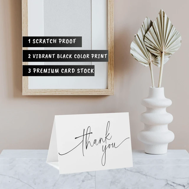 Alt view image 4 of 7 - 100 Bulk Thank You Cards with Kraft Envelopes and stickers - 4 Minimalistic Designs Blank Thank You Notes with Envelopes for business Wedding Bridal Gift Baby Shower Business Graduation