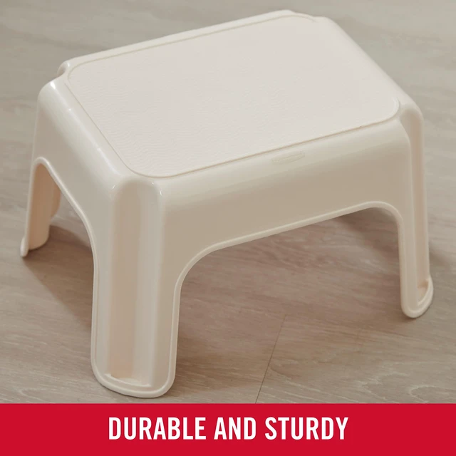 Alt view image 6 of 6 - Roughneck Step-Stool Bisque Lightweight Holds up to 300 pounds Ideal for Kitchen-Bath Skid-Resistant