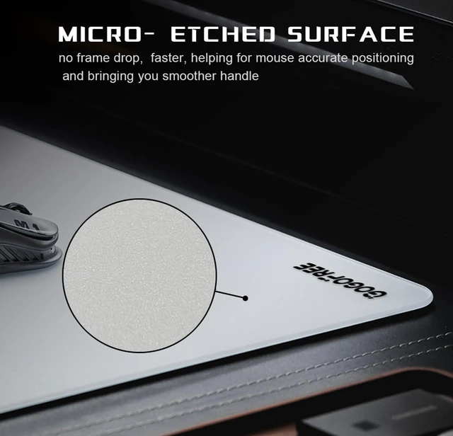 Alt view image 7 of 7 - Glass Gaming Mouse Pad, Professional Esport Tempered Glass Mouse Pad Ultra-Smooth Micro-Etched Surface for Top Speed and Control,Hard Mousepad White (XL 19.7'' L x 15.8'' W)