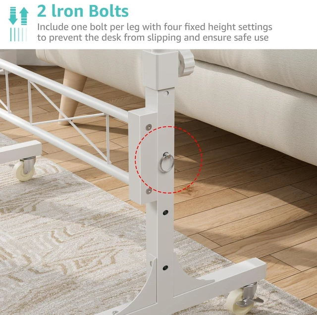 Alt view image 7 of 7 - Rolling Standing Desk with Wheels, 32" Adjustable Height Small Portable Teacher Desk for Classroom, Mobile Treadmill Walking Pad Table for Laptop, Compact White Home Office Workstation