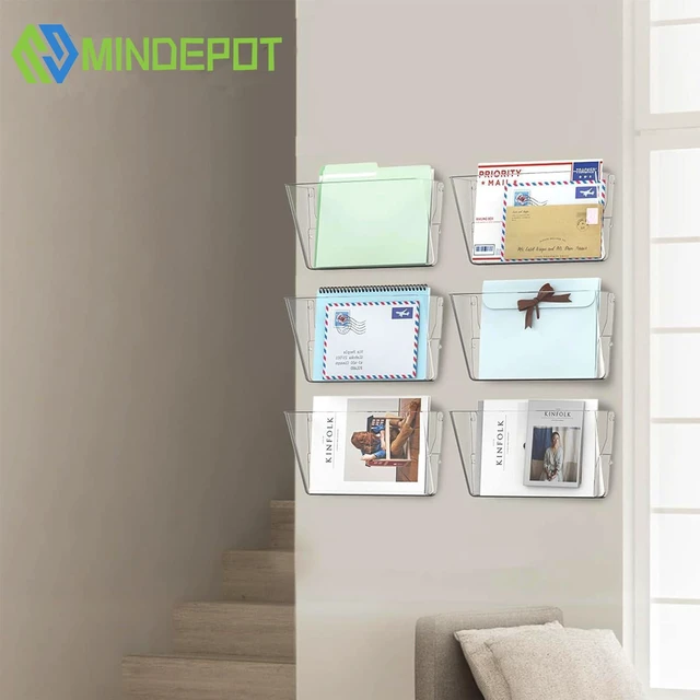 Alt view image 2 of 7 - 6 Pockets Acrylic Wall File Organizer Clear File Holder for Office Single Wall File Organizer Save Space Sturdy Acrylic Material