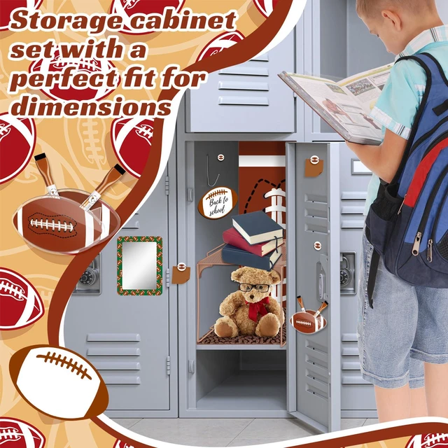 Alt view image 5 of 7 - 14 Pcs Locker Accessories Kit Rugby Themed Locker Organizer Magnetic Whiteboard Mirror Pen Holder Rugby Stickers for Back to School Essentials Locker Decorations