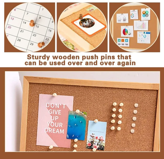 Alt view image 6 of 6 - 270 Pcs Wooden Push Pins 7 Types Decorative Thumb Tacks 2 Colors Cute Push Pins Wooden Head Pin Marking Pin, Thumb Tacks Decorative for Bulletin Boards Projects with Storage Box
