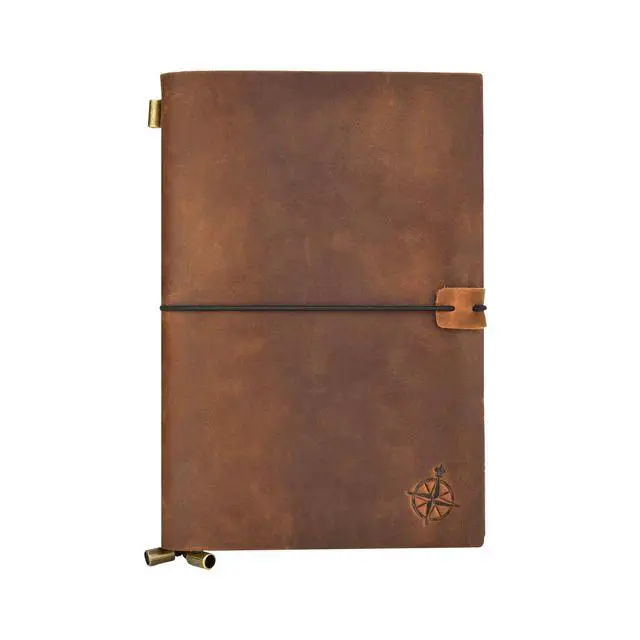 Alt view image 2 of 7 - A5 Travelers Notebook Refillable Genuine Leather Journal 6" x 8.5" (15 x 22cm) Handcrafted Crazy Horse Leather 120 GSM Blank Inserts Travel Journal