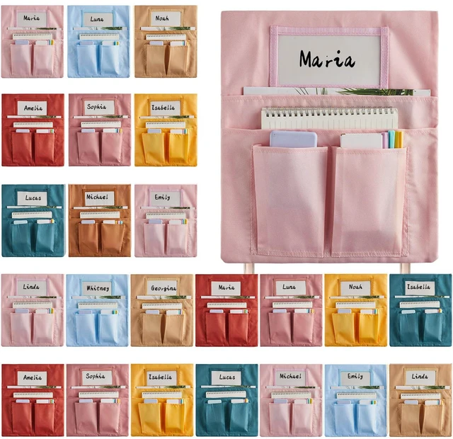 Main image of 24 Pcs Small Chair Pockets for Classroom 13 x 14 Inch Bag with Name Tag Multi Pockets Chairsback Pouch Organizer for Student Kindergarten Elementary Daycare (Groovy)