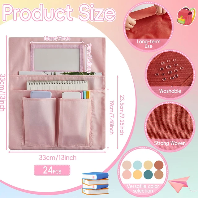 Alt view image 2 of 7 - 24 Pcs Small Chair Pockets for Classroom 13 x 14 Inch Bag with Name Tag Multi Pockets Chairsback Pouch Organizer for Student Kindergarten Elementary Daycare (Groovy)
