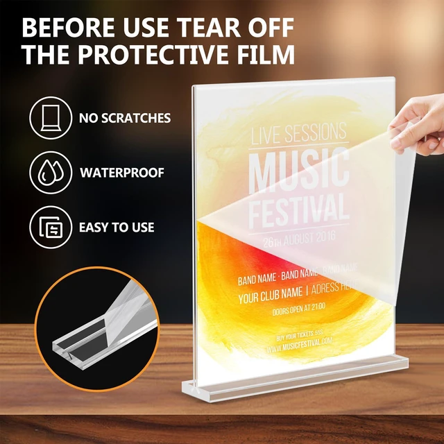 Alt view image 4 of 7 - Acrylic Sign Holder 8.5 x 11, Double Sided Sign Holder Stand, Plastic 12 Pack Table Paper Stand, Vertical Menu Flyer Stand, T Shape Table Flyer Holder