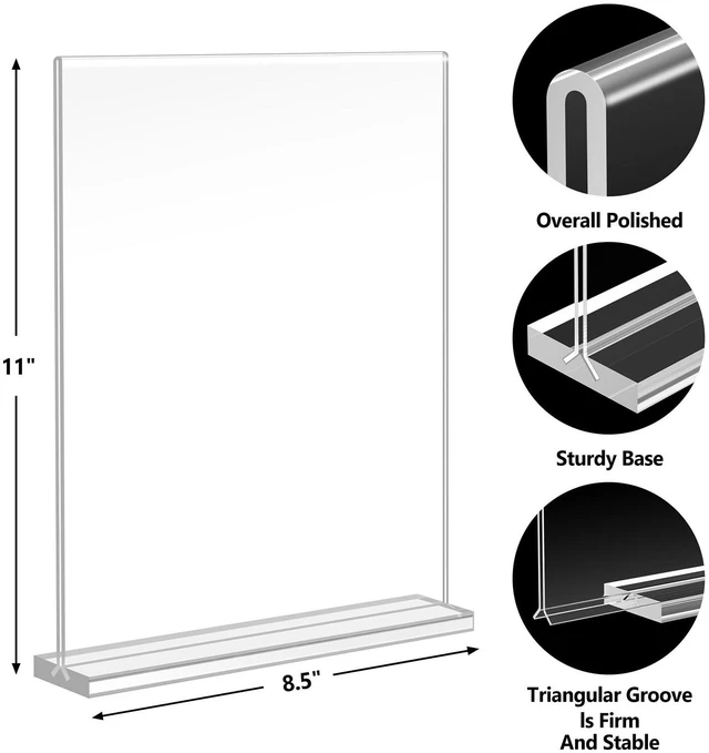 Alt view image 6 of 7 - Acrylic Sign Holder 8.5 x 11, Double Sided Sign Holder Stand, Plastic 12 Pack Table Paper Stand, Vertical Menu Flyer Stand, T Shape Table Flyer Holder