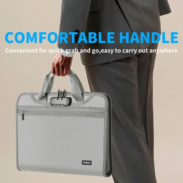 Alt view image 6 of 7 - Important Document Organizer with Lock, Fireproof Accordion File Organizer 13 Pockets Expanding File Folder with Handle & Labels, Portable Travel Business Binder Papers Organizer for Letter A4 Files