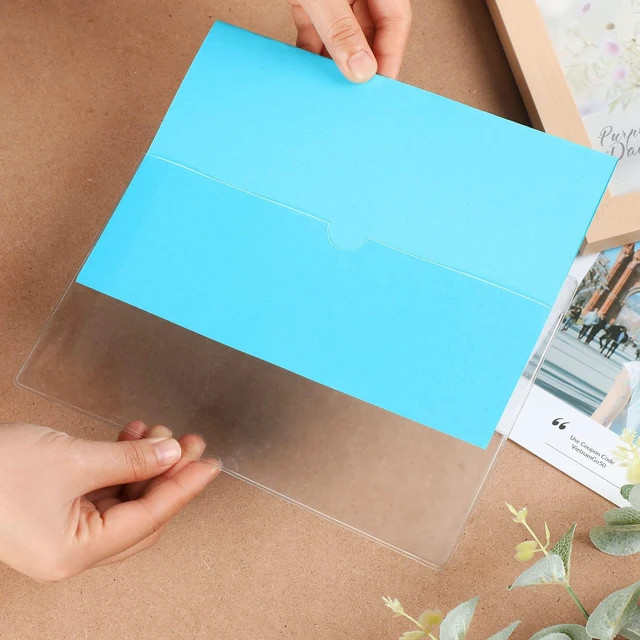 Alt view image 4 of 7 - 30 Pack Self Adhesive Index Card Pockets Top Open, 5.8 x 8.7 Inch Clear Plastic Sleeves For Business Cards, Labels, Holder Protects, Stick On Cabinets, Desks, Walls, Organizing
